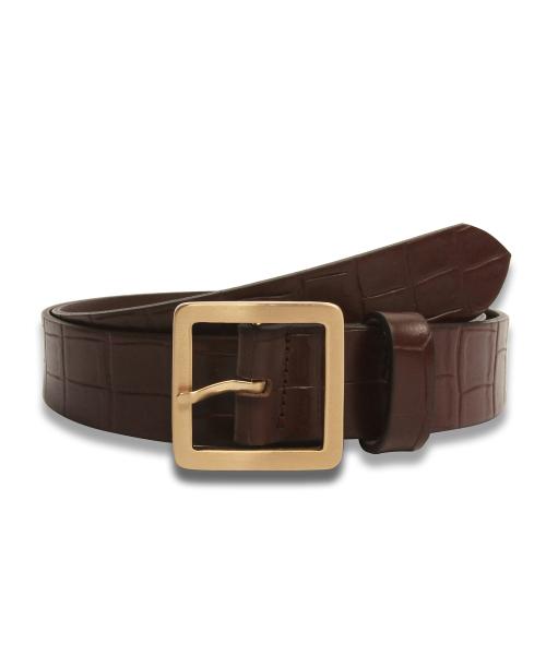 Cowhide crocodile pattern belt BROWN [DARKBROWN]