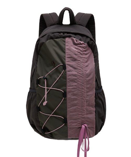 Half string nylon backpack pink [DARKPINK]