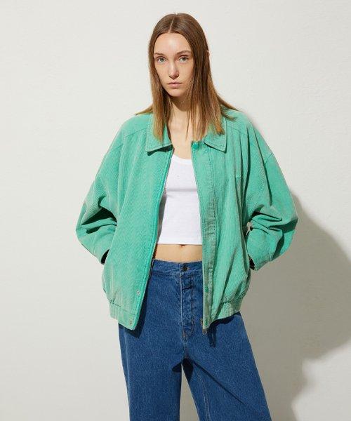 465-1 WASHING CORDUROY JUMPER_GREEN [MINT]