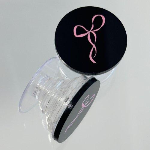 Lovely ribbon blackpink smart talk transparent grip [BLACK]