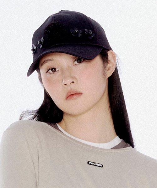 YOUHEE FLOWER TRIMMING CAP BLACK [BLACK]