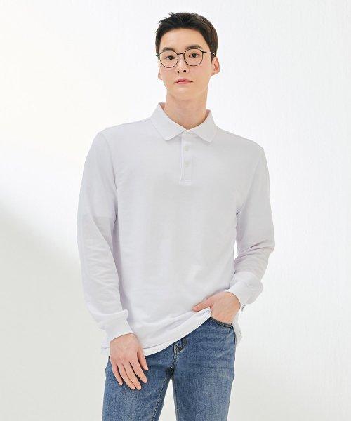 Men's Pique Collar Long Sleeve T-Shirt - DDZK5150A01 [WHITE]