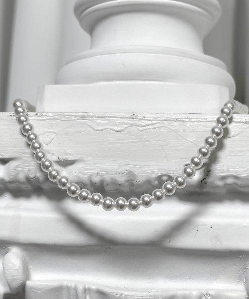 [sv925]Pearl simple necklace [WHITE]