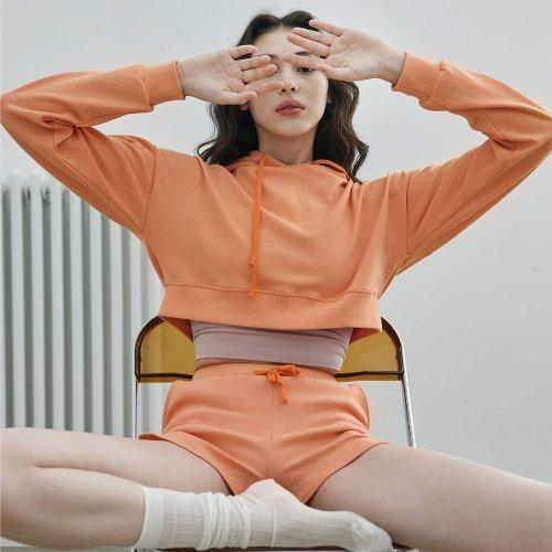 Women's Yoga Wear DEVI-T0099 - Orange Pilates All-Day Crop Hoodie [ORANGE]