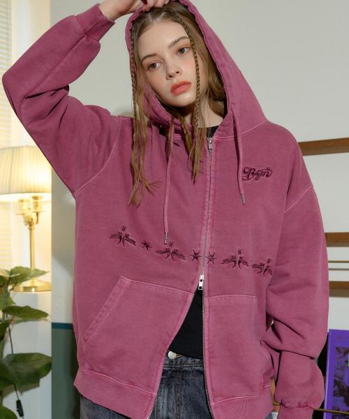 [2-WAY] Peak Star Pigment Hood Zip-up Dusty Pink [DARKPINK]