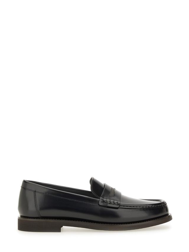 brunello cucinelli smooth leather loafer