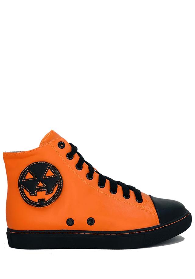 Women's High Top Chelsea Orange Pumpkin Jack Sneaker | Halloween Footwear