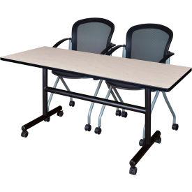 Regency Kobe Training Nesting Table with 2 Cadence Nesting Chairs, 60"L x 24"W, Maple