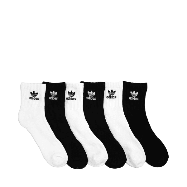 adidas Trefoil Quarter Socks 6 Pack - Black / White