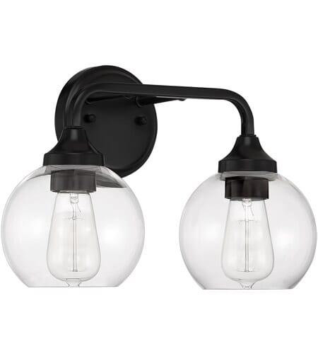 Flat Black Two Light Vanity from the Glenda Collection