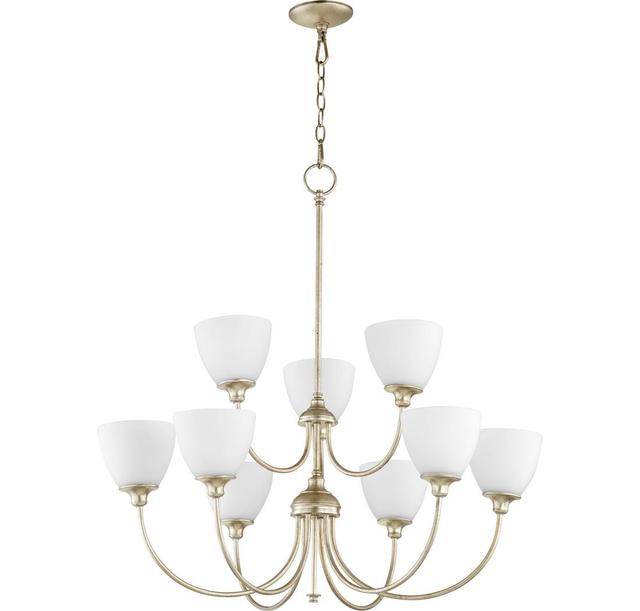 Quorum Celeste 9-Light 34" Transitional Chandelier in Aged Silver Leaf