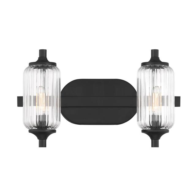 Holton 2-Light Bathroom Vanity Light in Matte Black