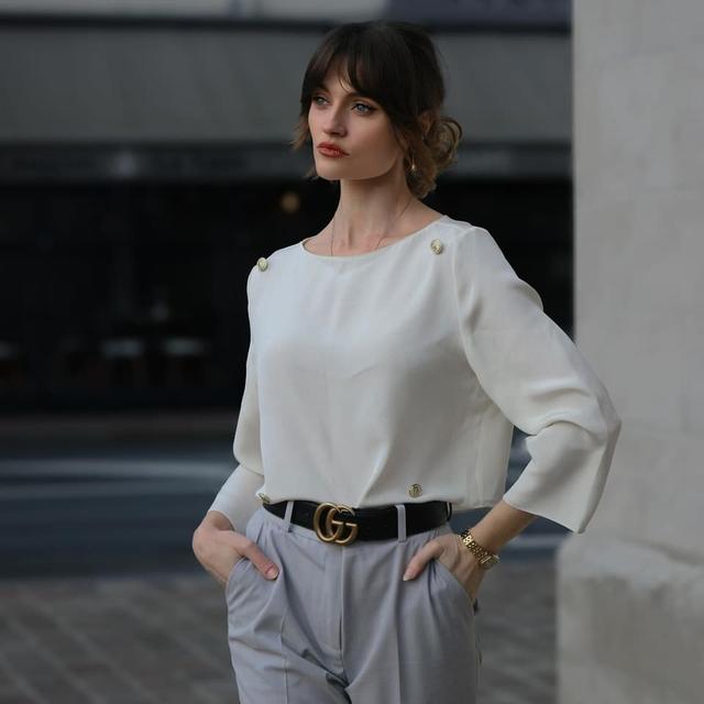 LILYSILK Silk Shirt Natural White 30 Momme Silk Eco-Friendly Three-Guarter Sleeve Tops 16