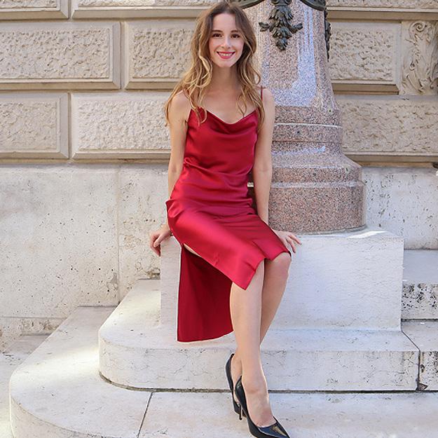 LILYSILK Ladies Silk Slip Dress Claret UK Wrinkle Free Silk Flattering Adjustable Straps Silk Dresses 16