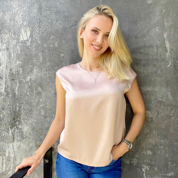LILYSILK Silk Blouse UK Effortless Femininity Basic Cap Sleeves Silk T Shirt For Women Pink XS