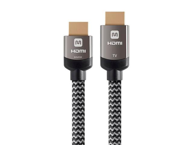 Monoprice 4K High Speed HDMI Cable - Braided - 4K@60Hz, 18Gbps, HDR, CL3 In-Wall Rated, Active, 20ft, Grey