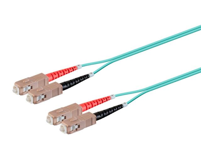 Monoprice Multi-Mode OM4 Fiber Optic Cable - SC-SC UL 3mm 50/125 OFNR Duplex Aqua 15m