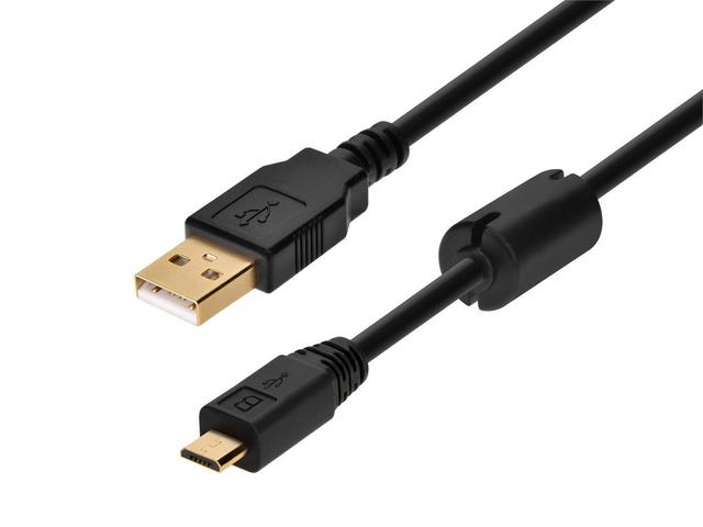 Monoprice USB-A to Micro B 2.0 Cable - 5-Pin, 28/24AWG, Gold Plated, Black, 10ft
