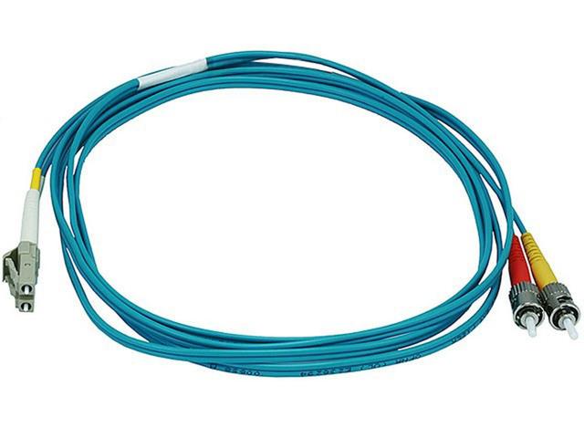 Monoprice Multi-Mode OM3 Fiber Optic Cable - LC-ST UL 2mm 50/125 OFNR Duplex Aqua 2m