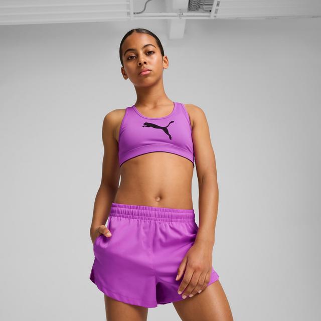 PUMA Train All Day Essentials Big Kids' Low Support Bra in Purple, Size S