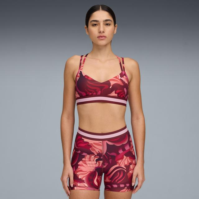 PUMA Floral Ribbon Women's Moisture Wicking, Low Impact Sports Bra in Red, Size XXL