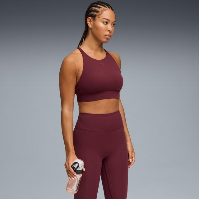 PUMA Shapeluxe High Neck Women's Moisture Wicking, Mid Impact Sports Bra in Red, Size XXL