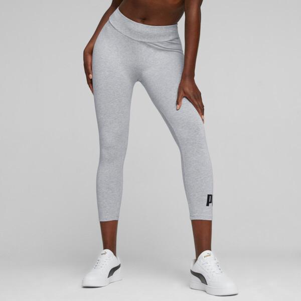 PUMA Essentials Women's 3/4 Logo Leggings in Light Grey Heather, Size S