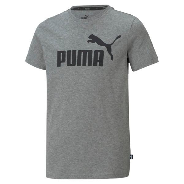 PUMA Essentials Logo Boys' T-Shirt in Medium Grey Heather