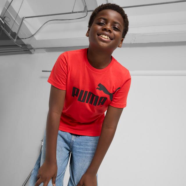 PUMA Essentials Big Kids'Logo T-Shirt in Red, Size L
