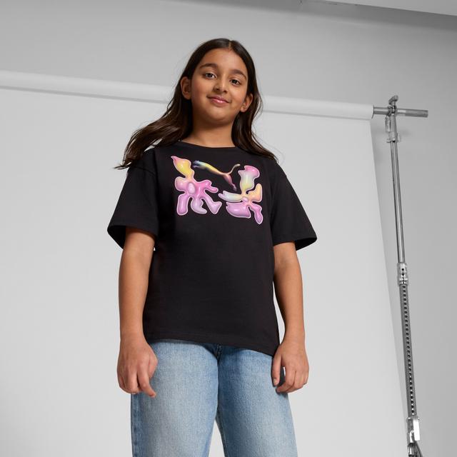 PUMA Graphics Big Kids' Relaxed T-Shirt in Black, Size M