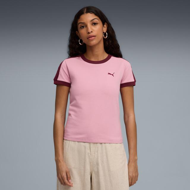 PUMA T7 Women's Slim T-Shirt in Pink, Size XS