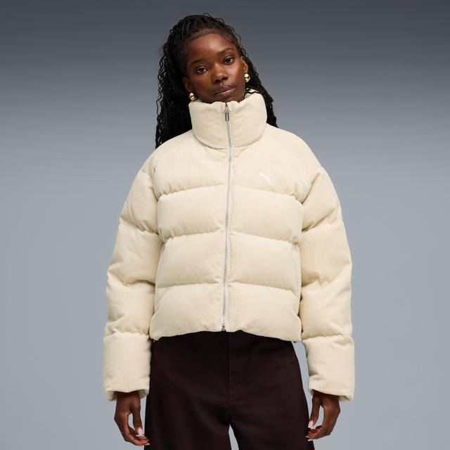 PUMA Outerwear Women's Corduroy Puffer in White, Size L