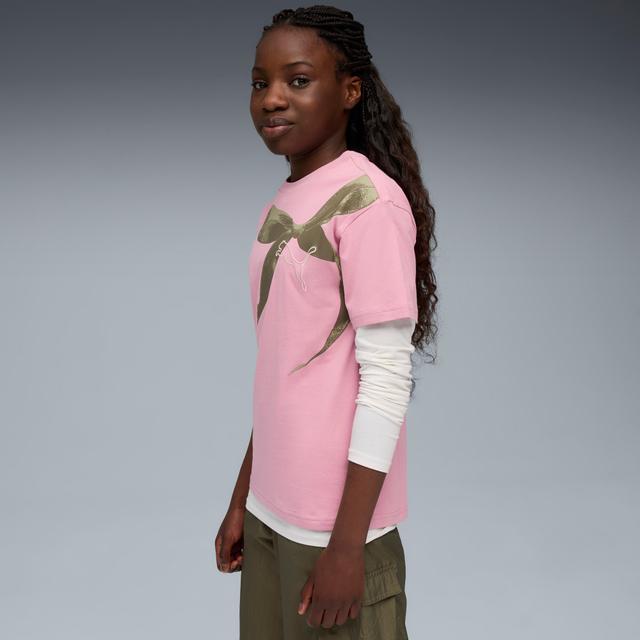 PUMA Bowtique Big Kids' Relaxed T-Shirt in Pink, Size XS