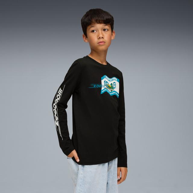 Super PUMA Big Kids' Long Sleeve T-Shirt in Black, Size M