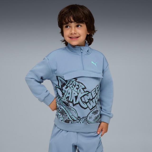 PUMA x HOT WHEELSâ¢ MONSTER TRUCKS Little Kids' Quarter Zip Pullover in Blue, Size 4T