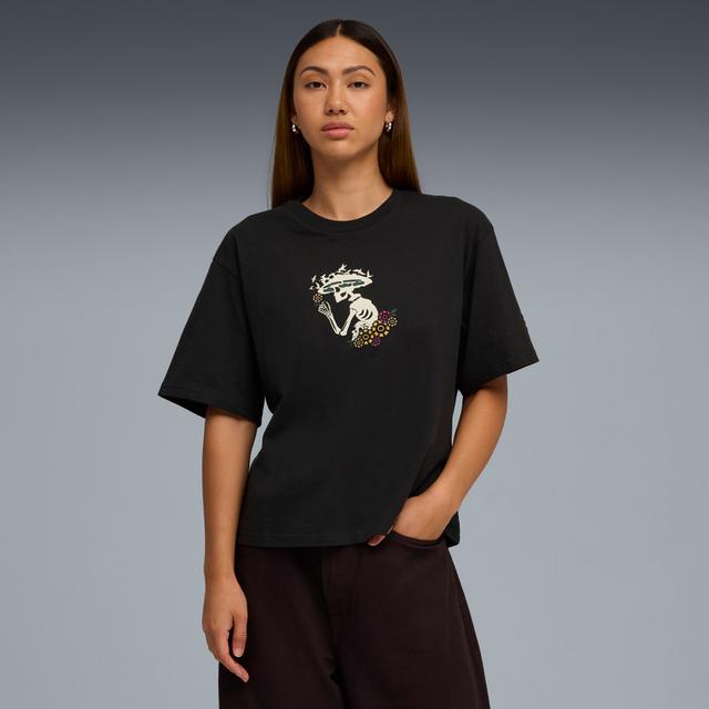 PUMA DÃ­a de Muertos Women's Relaxed T-Shirt in Black, Size XS