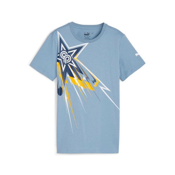 PUMA x CHRISTIAN PULISIC Big Kids' Soccer Logo T-Shirt in Zen Blue