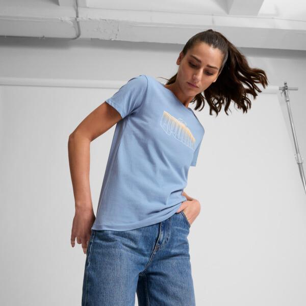 PUMA Women's Zen Blue Ombre Cotton Tee - Gradient Style