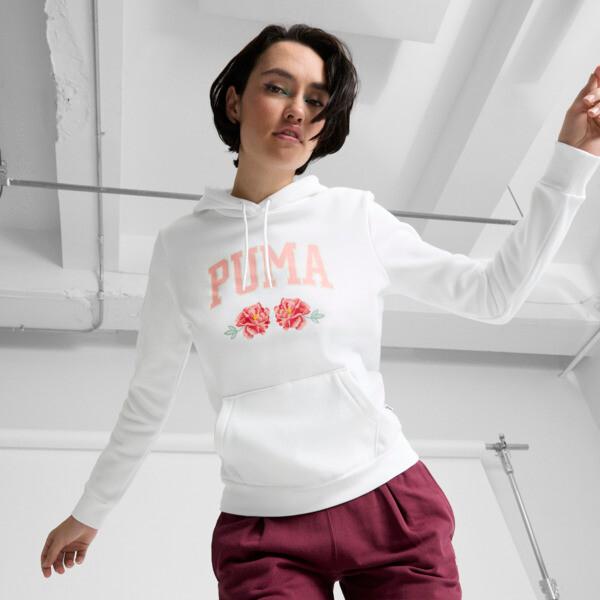 PUMA Faux Embroidered Floral Women's Hoodie in White