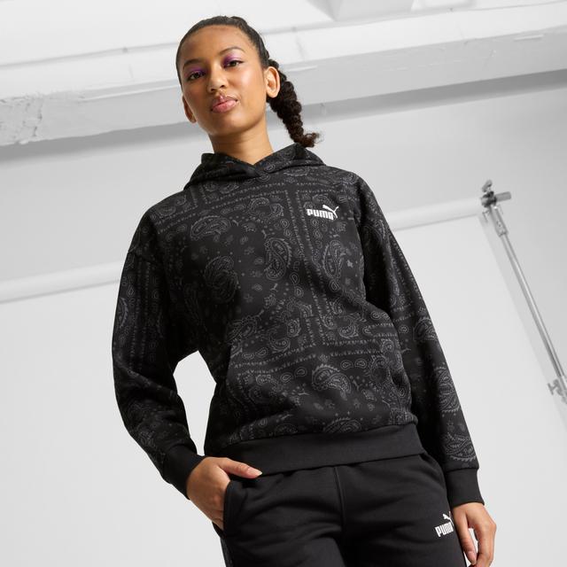 PUMA Women's Paisley Print Hoodie - Black Comfort Fit