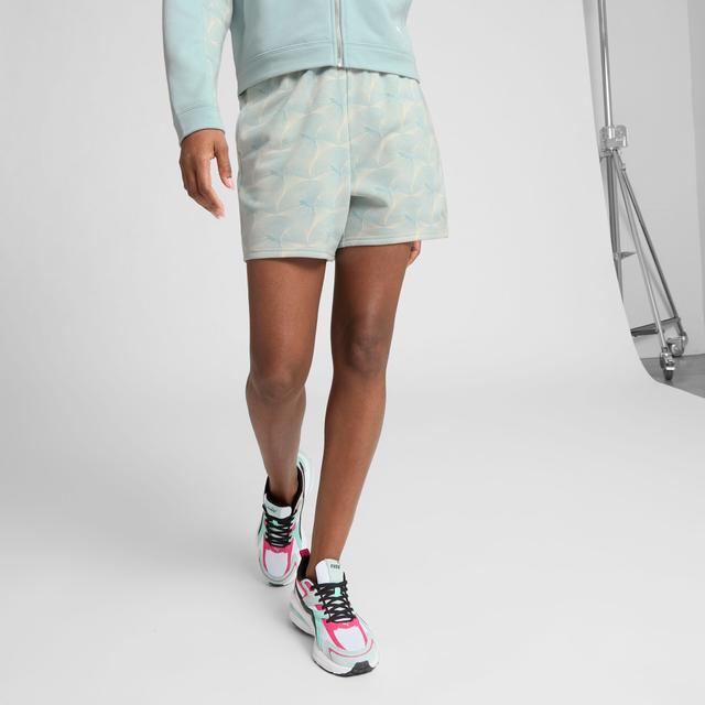 PUMA Essentials Graphics Women's High-Rise 5" Shorts in Green, Size S