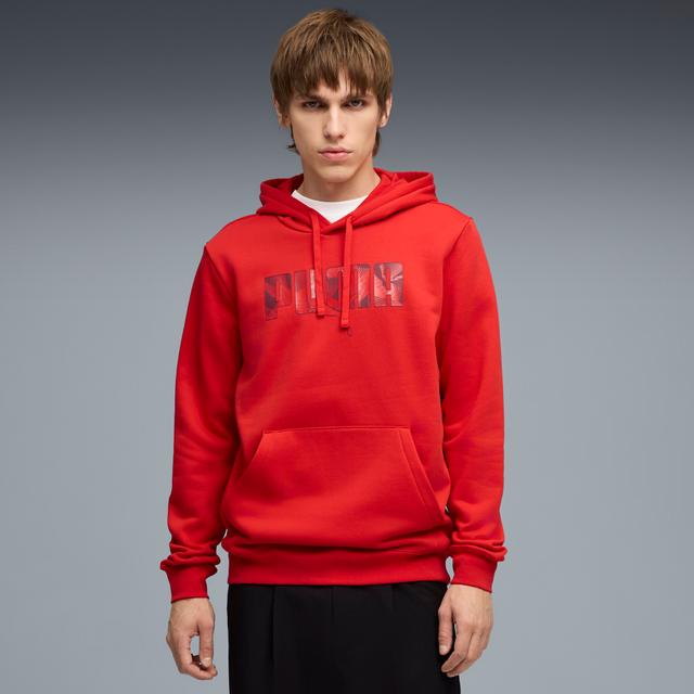 PUMA Essentials Logo Lab Men's Fleece Hoodie in Red, Size L