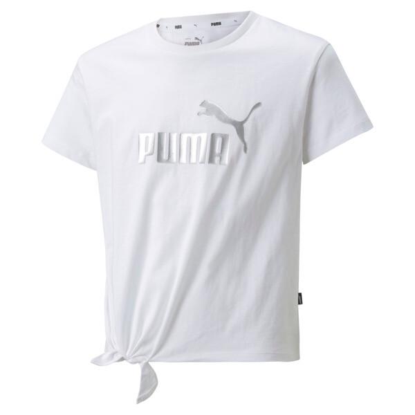 PUMA Kids' Knotted Hem Tee - Playful White Everyday Top