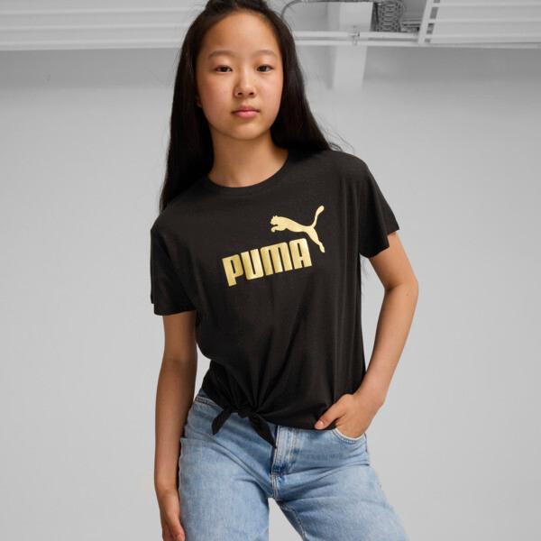 PUMA Kids' Black Knotted Tee with Gold Street Details