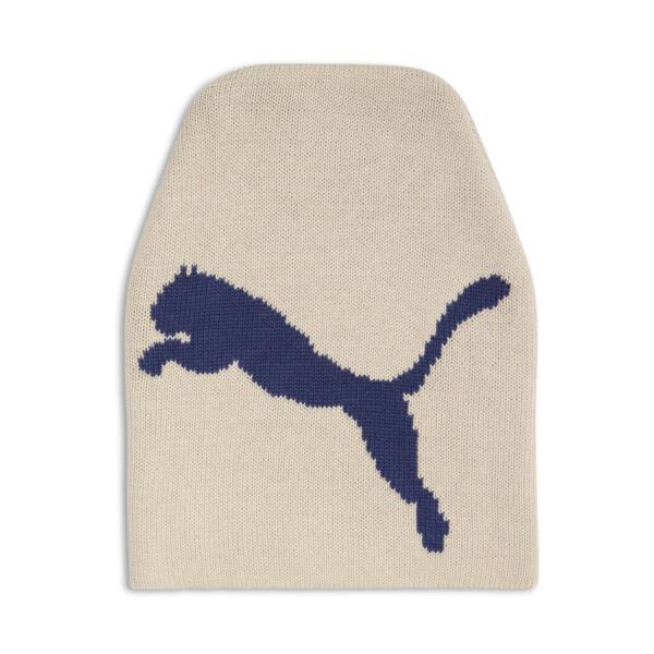 PUMA Long Knit Beanie Hat in Cream/Blue