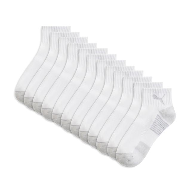 PUMA Women's Half-Terry Quarter Crew Socks (6 Pairs) in Assorted Colours, Size 9-11