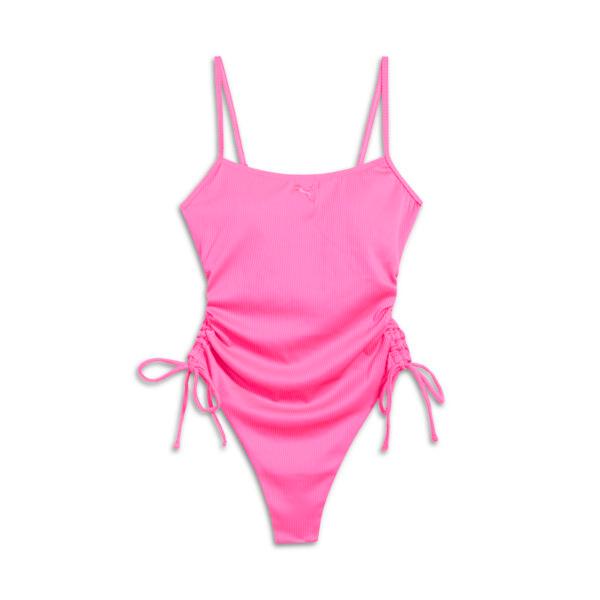 PUMA Women's One-Piece Ruched Swim Suit in Bright Pink