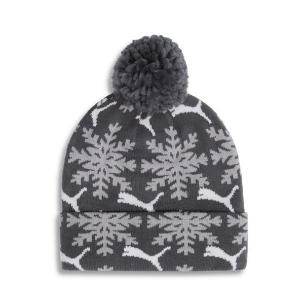 PUMA Fair Isle Winter Pom Pom Beanie Hat in Dark Grey