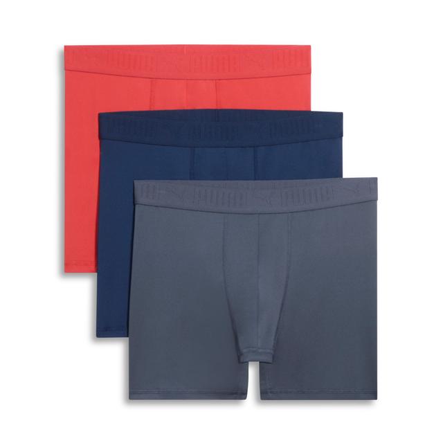 PUMA Men's Athletic Fit Boxer Briefs 3 Pack in Assorted Colours, Size S