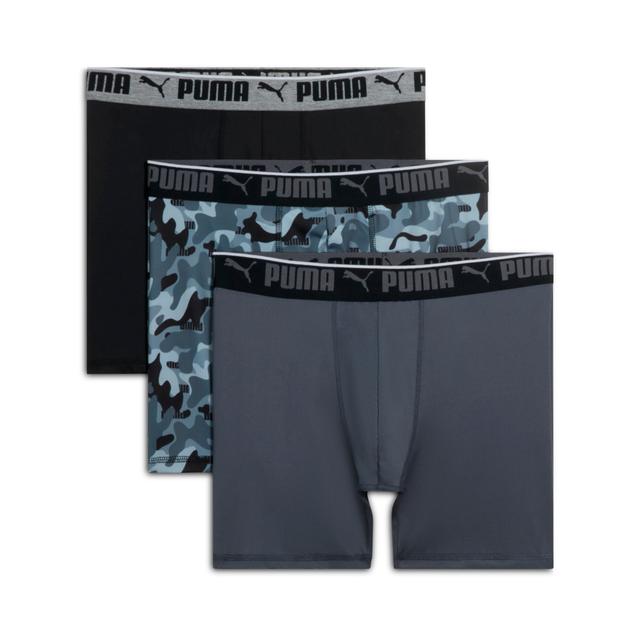 PUMA Men's Sportstyle Camo Boxer Briefs 3 Pack in Assorted Colours, Size S